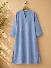Blue Gingham Check Cotton Kurta