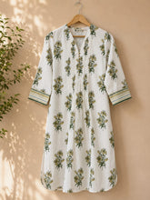 Ivory Lily Print Pintuck Cotton Kurta