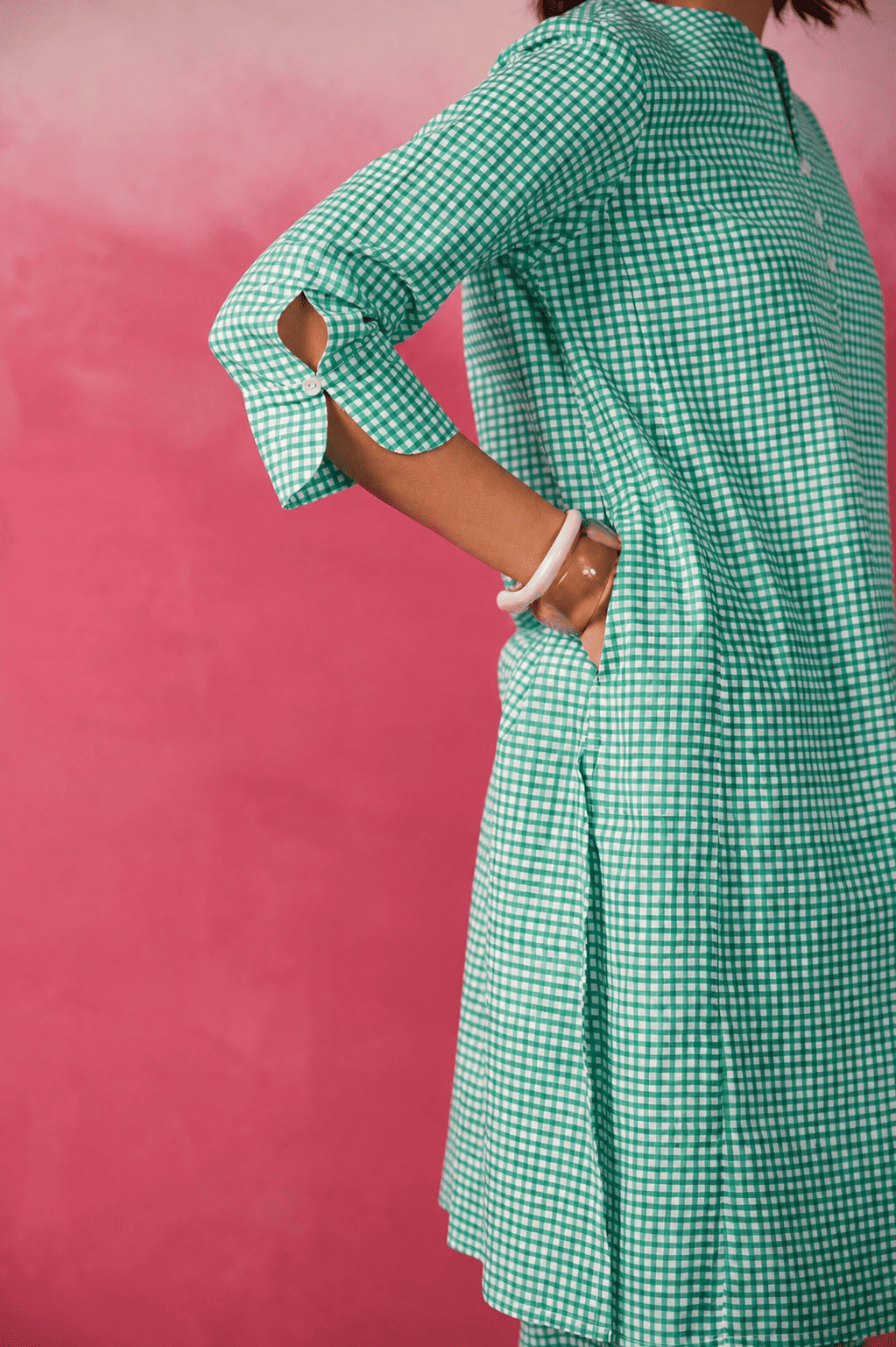 Mint Green Gingham Check Printed Cotton Co-ord Set