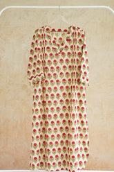 Ivory Rose Floral Hand Block Print Cotton Kurta
