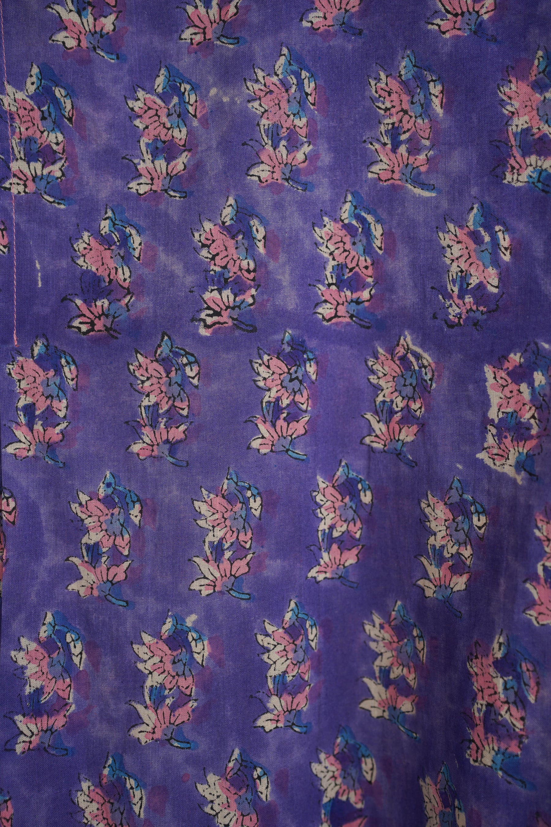 Purple Floral Booti Hand Block Print Cotton Kurta