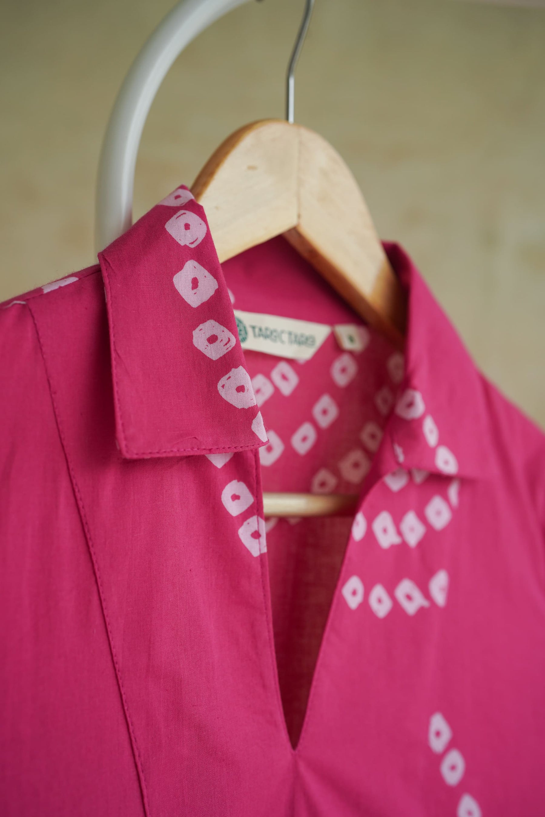 Magenta Bandhej Block Print Short Kurta