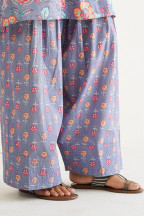 Dusty Mauve Cotton Floral Farshi Salwar Coord Set