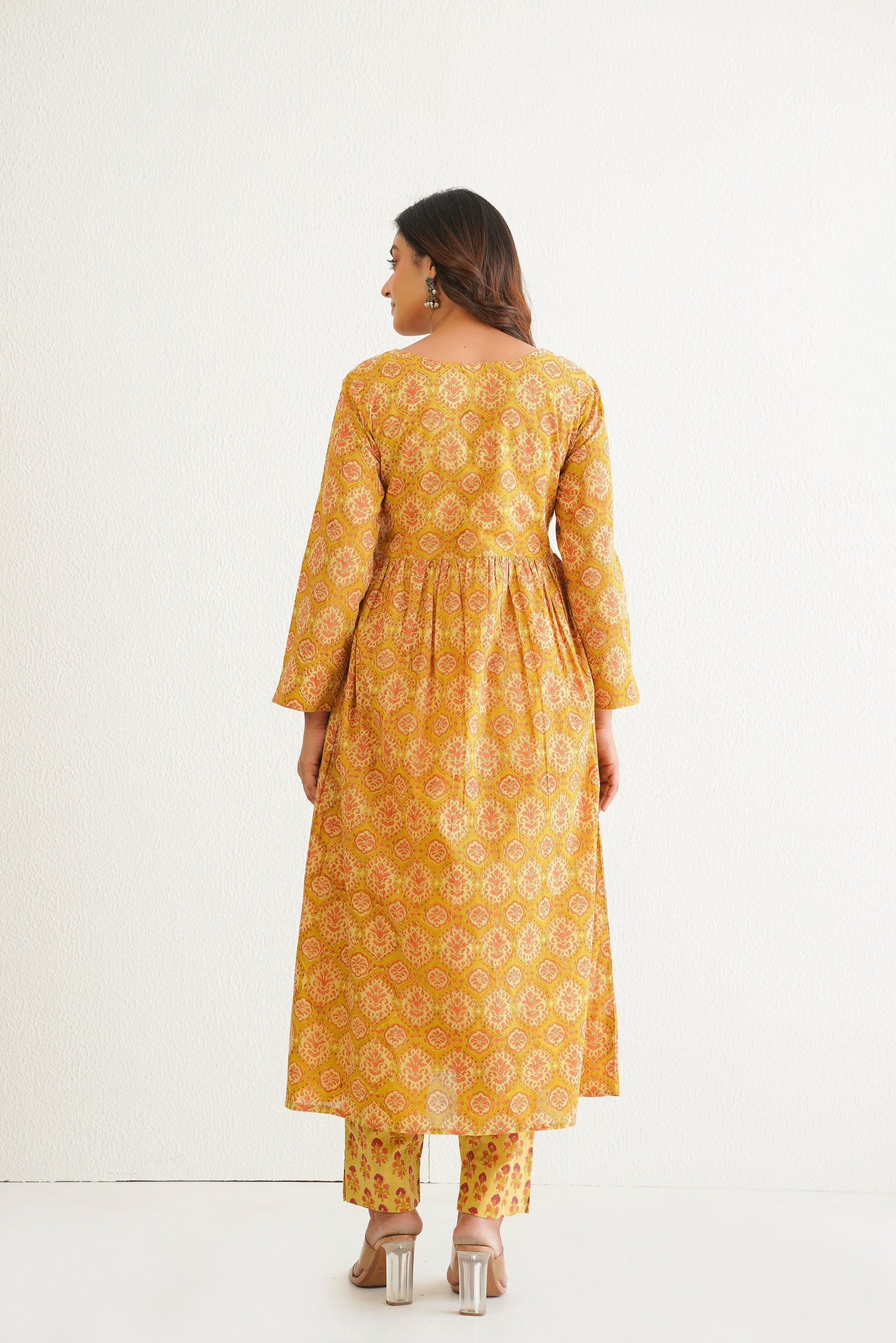Yellow Cotton Hand Block Printed Coord Set