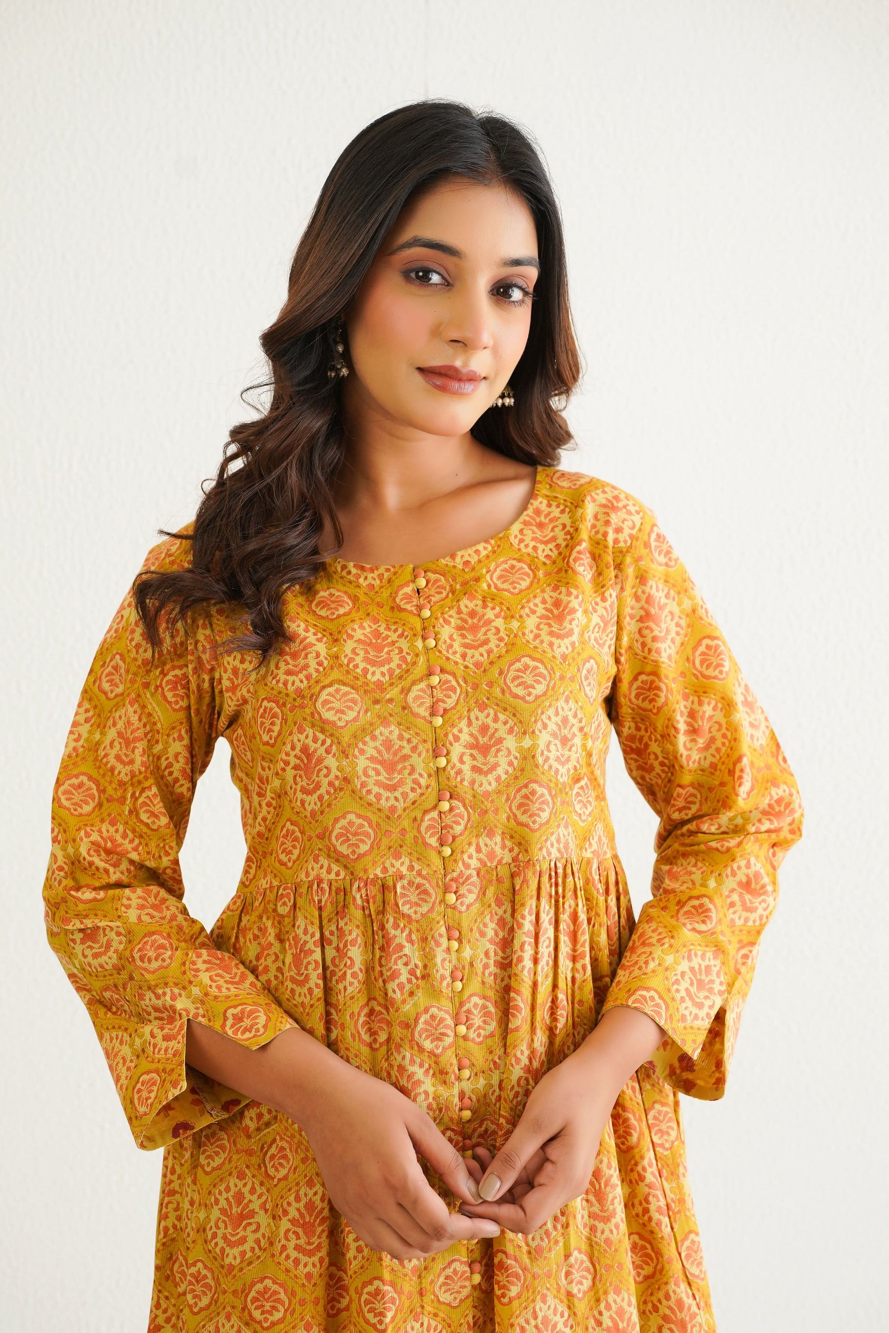Yellow Cotton Hand Block Printed Coord Set