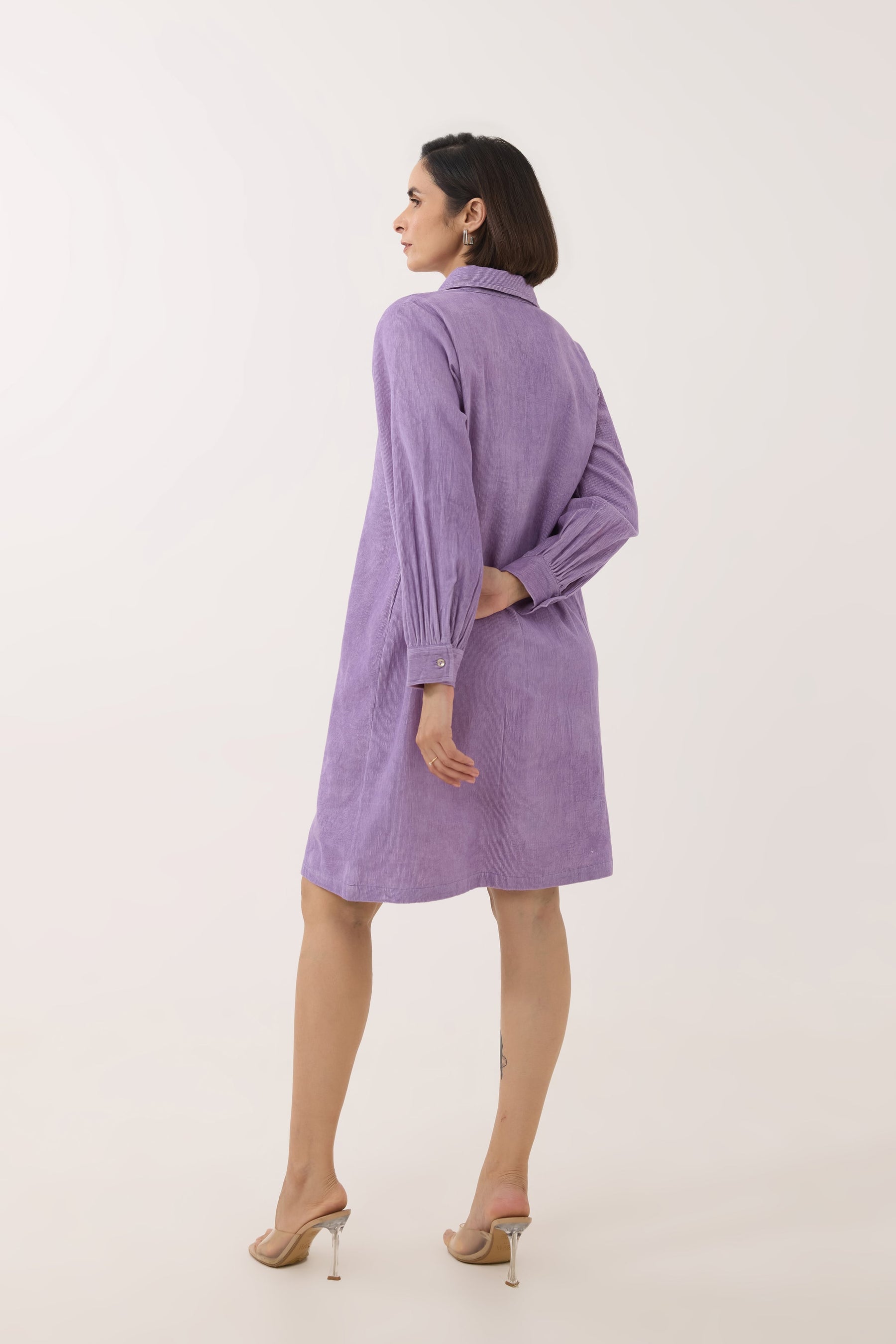 Lavender Corduroy Shirt Dress