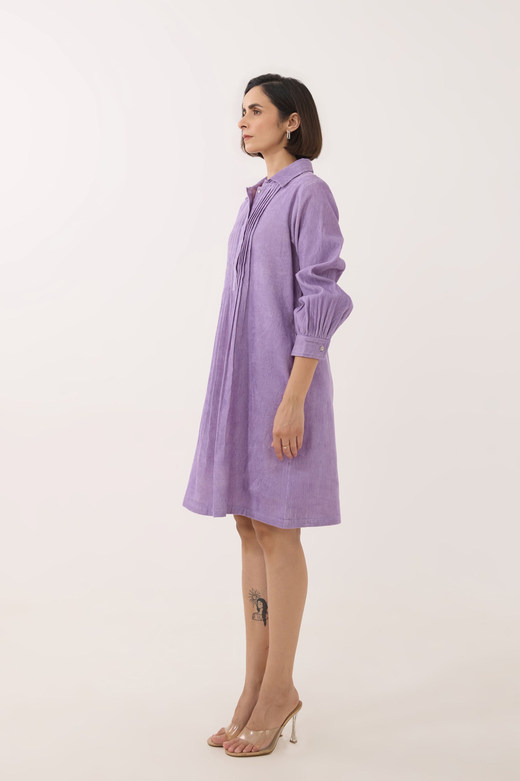 Lavender Corduroy Shirt Dress