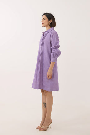 Lavender Corduroy Shirt Dress