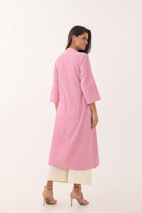 Baby Pink Corduroy Long Kurta