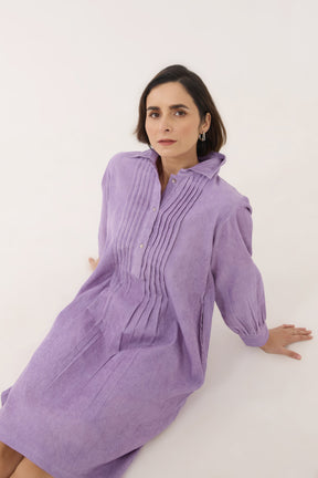 Lavender Corduroy Shirt Dress