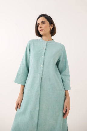 Aqua Blue Corduroy Long Kurta
