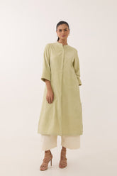 Pistachio Green Corduroy Long Kurta