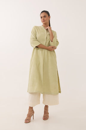 Pistachio Green Corduroy Long Kurta