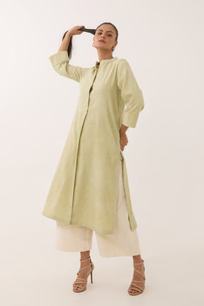 Pistachio Green Corduroy Long Kurta