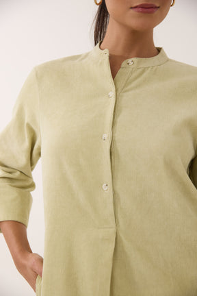 Pistachio Green Corduroy Long Kurta