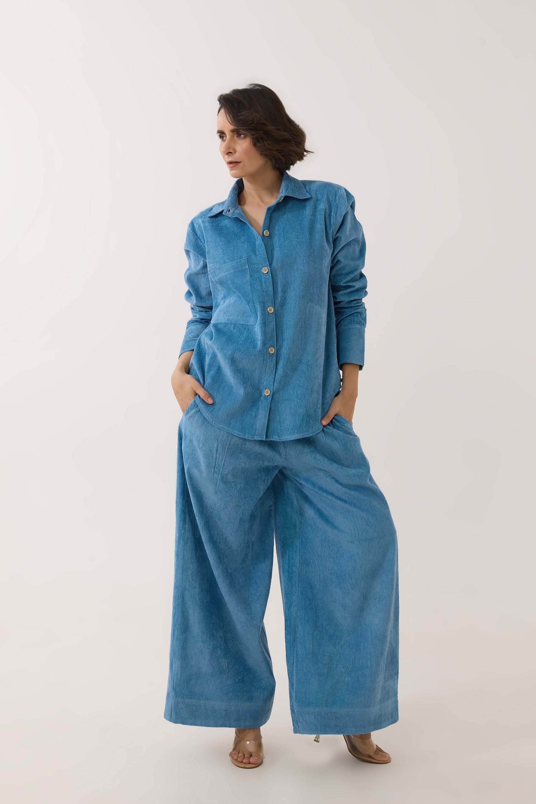 Blue Corduroy Co-ord Set