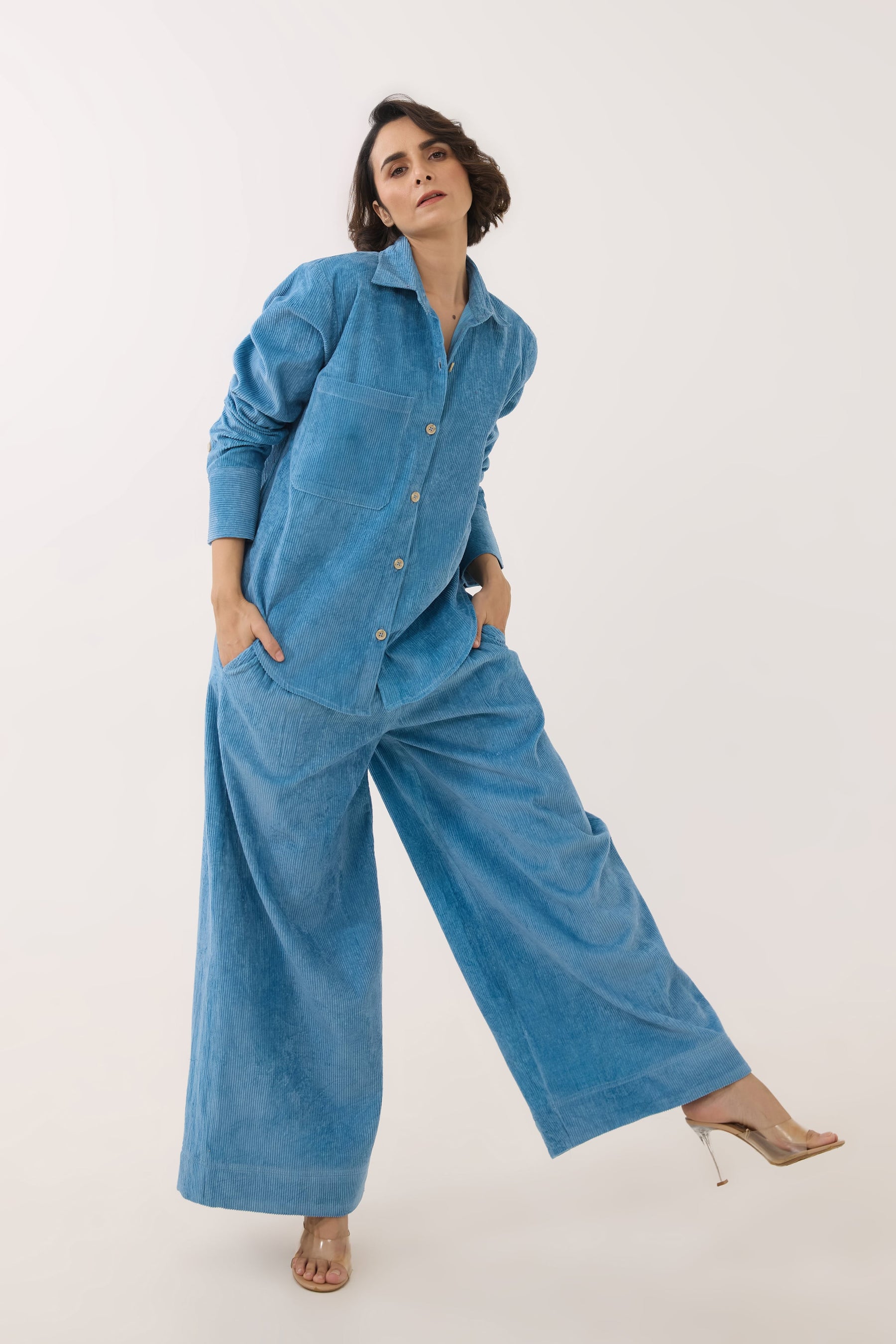 Blue Corduroy Co-ord Set