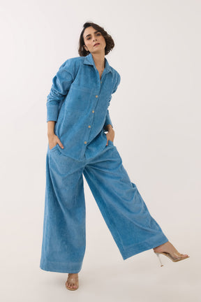 Blue Corduroy Co-ord Set