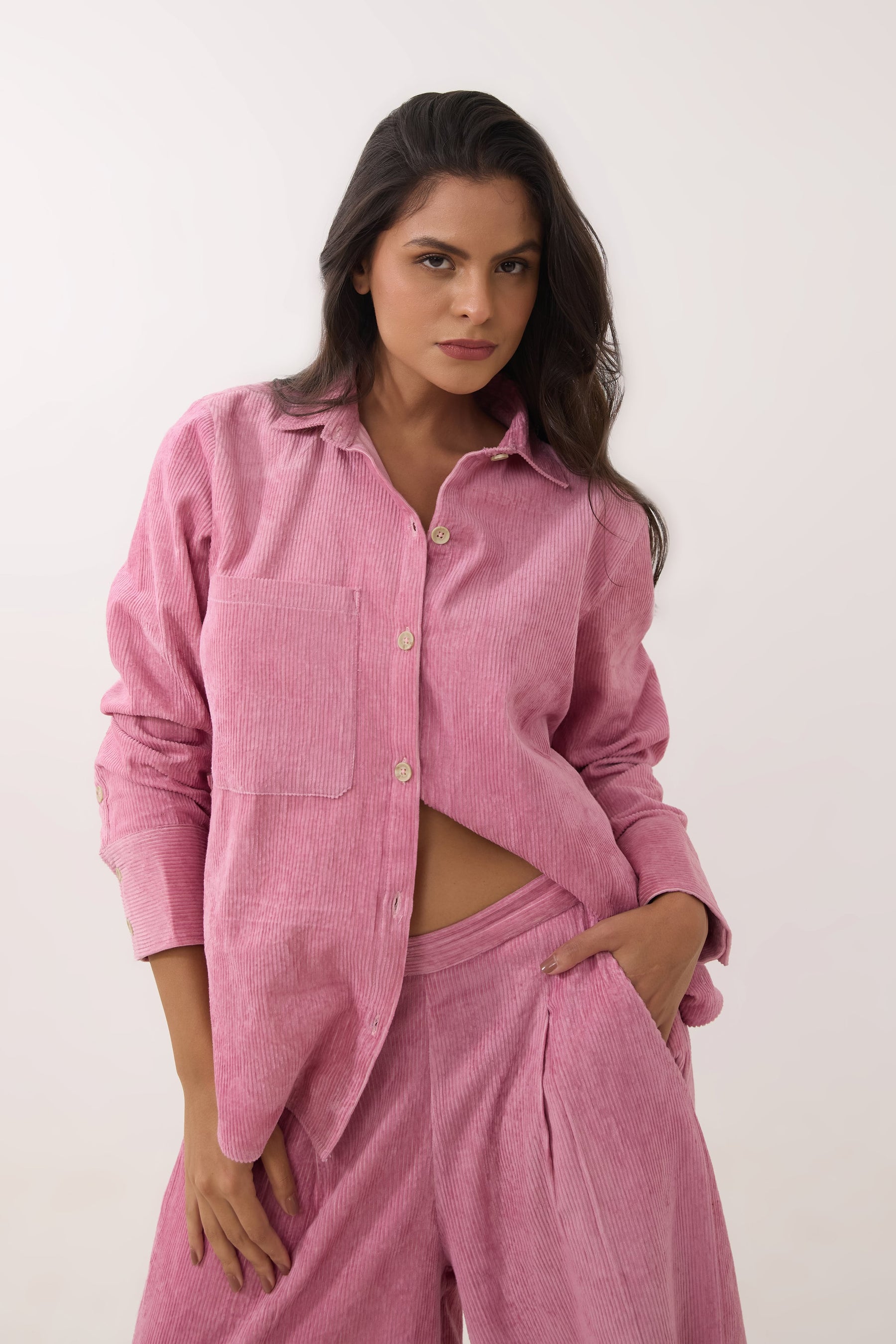 Baby Pink Corduroy Co-ord Set