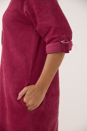 Maroon Corduroy Shirt Dress