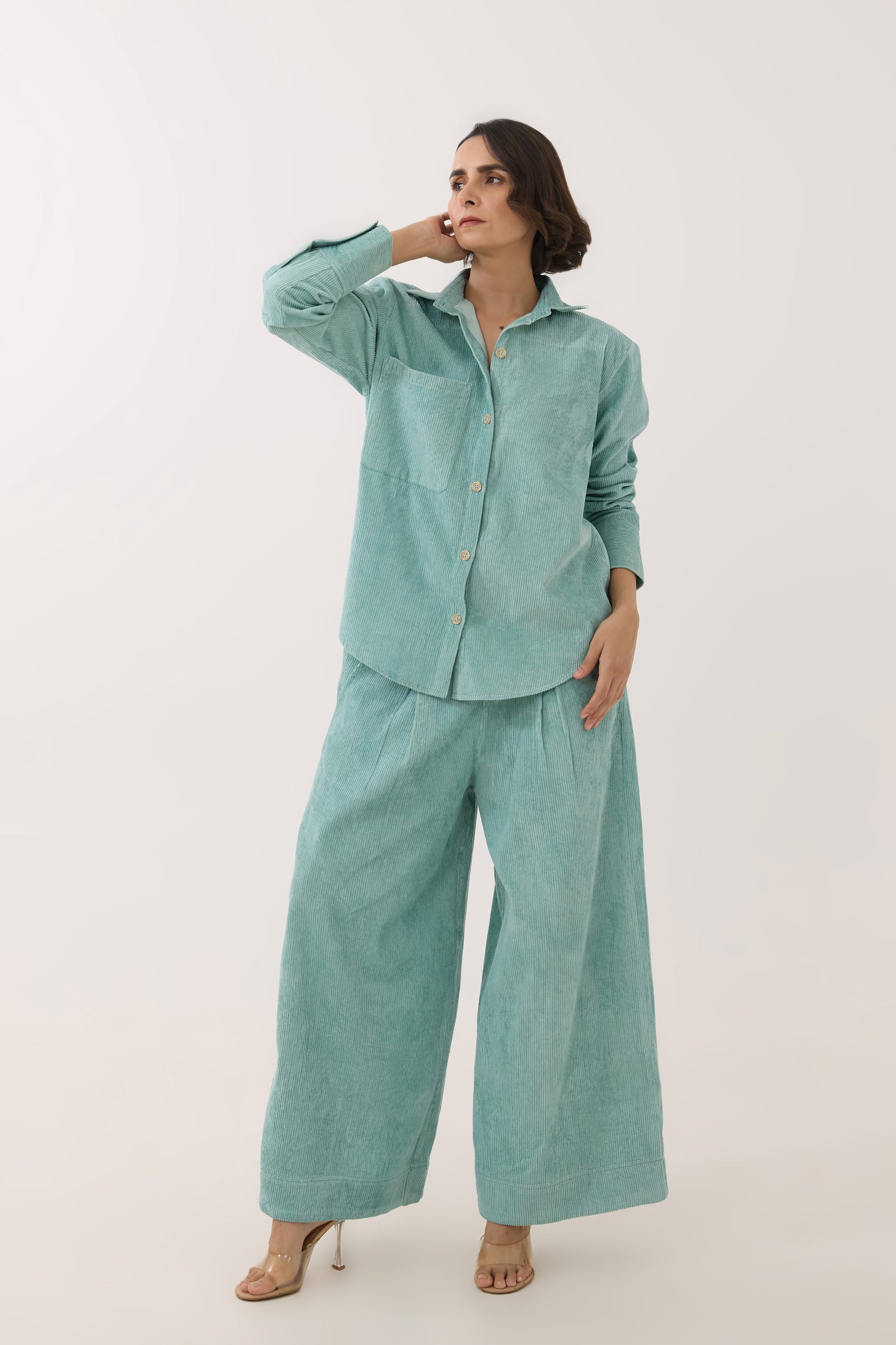 Aqua Blue Corduroy Co-ord Set