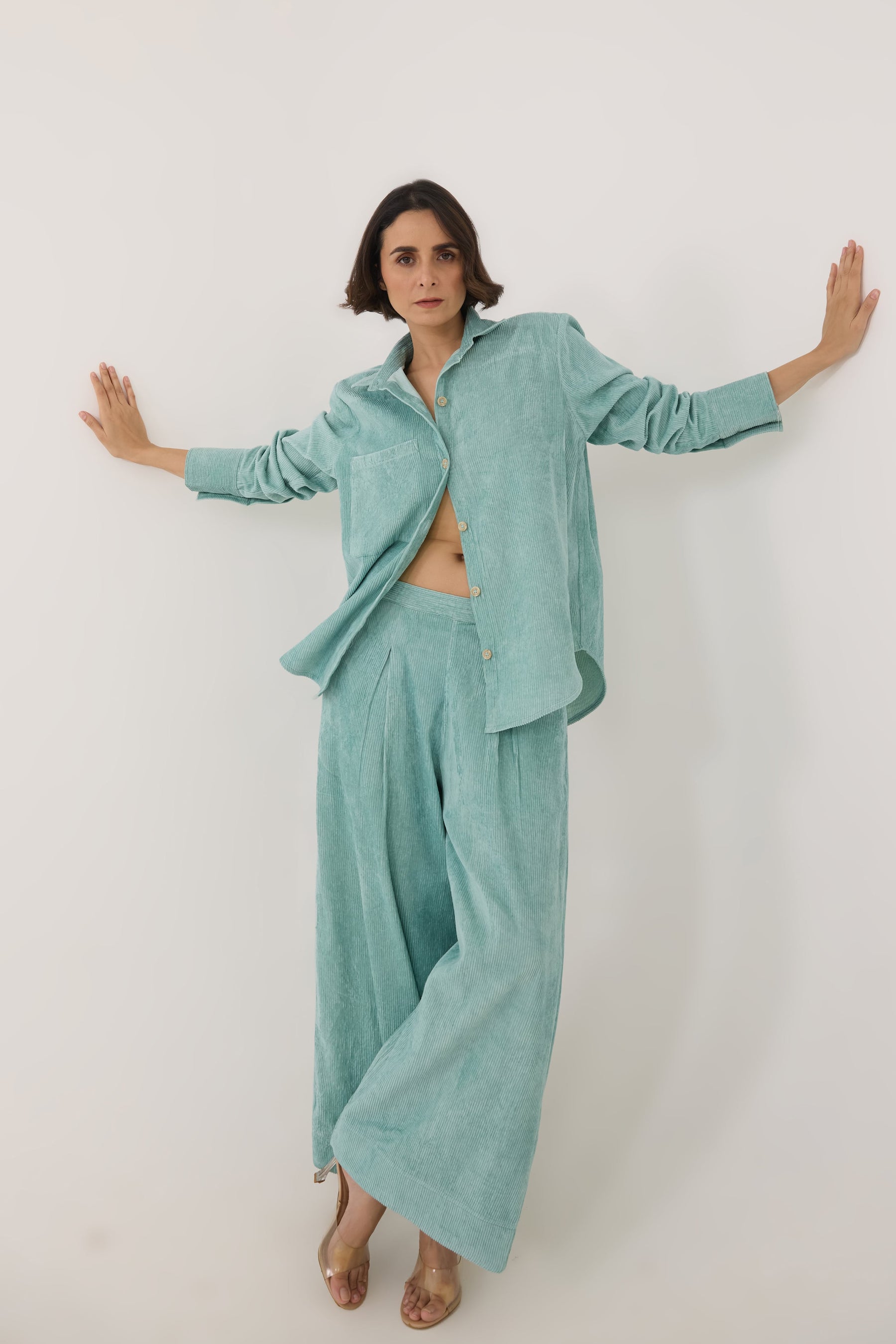 Aqua Blue Corduroy Co-ord Set