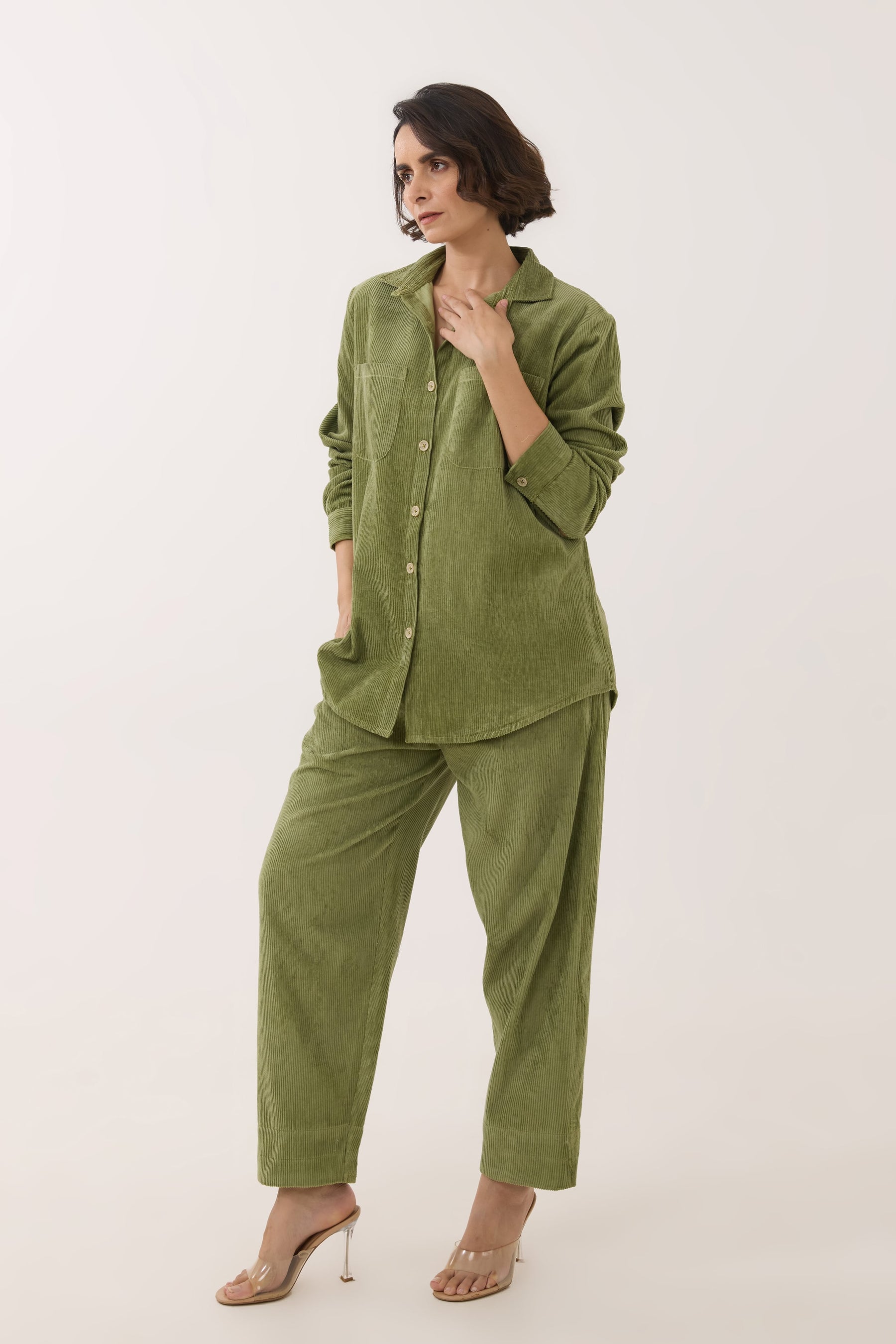 Olive Green Corduroy Co-ord Set