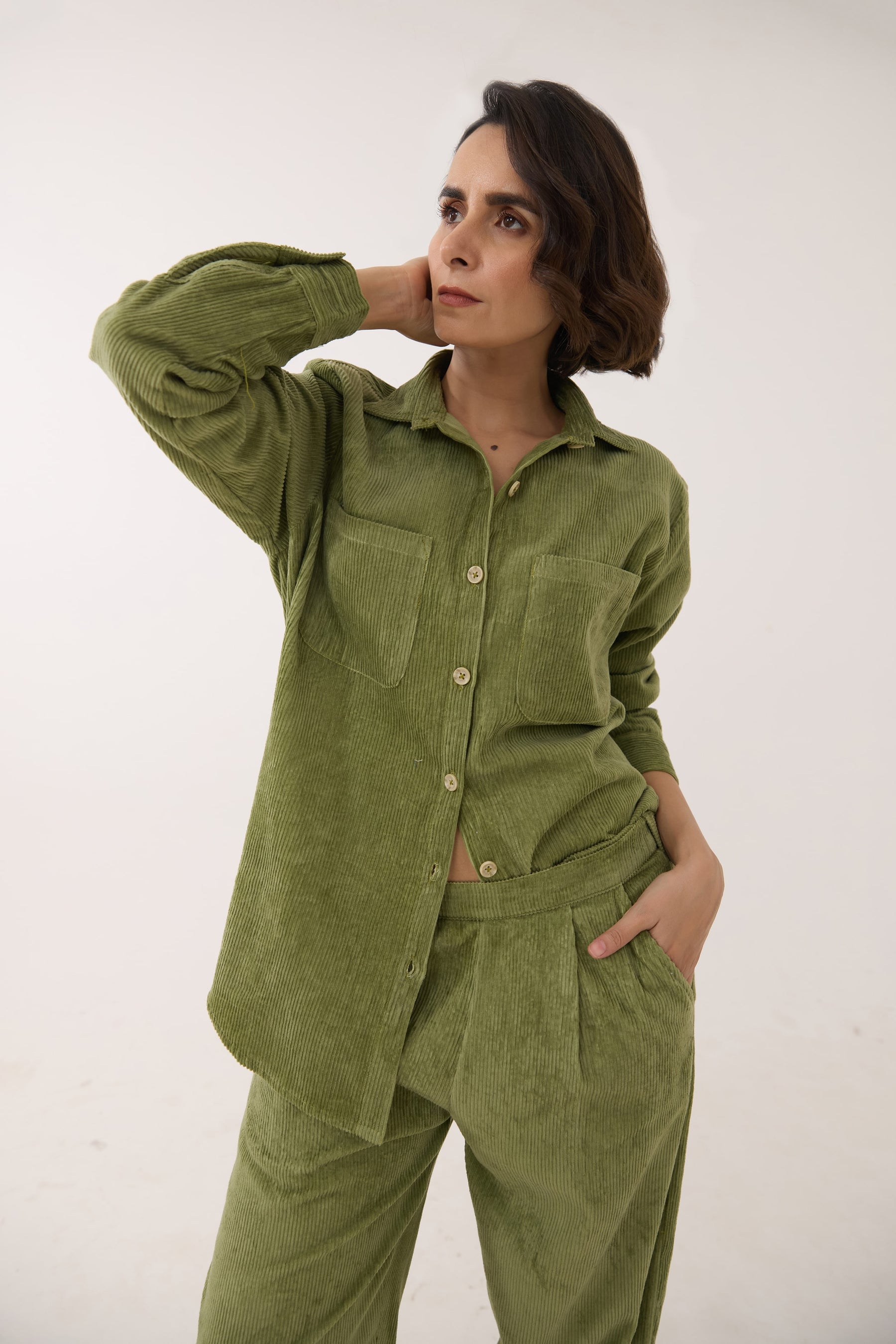Olive Green Corduroy Co-ord Set