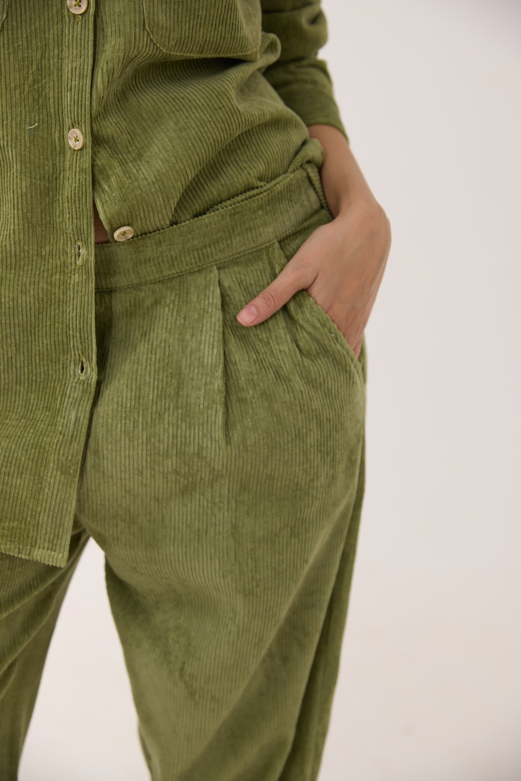 Olive Green Corduroy Co-ord Set