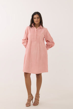 Blush Pink Corduroy Shirt Dress