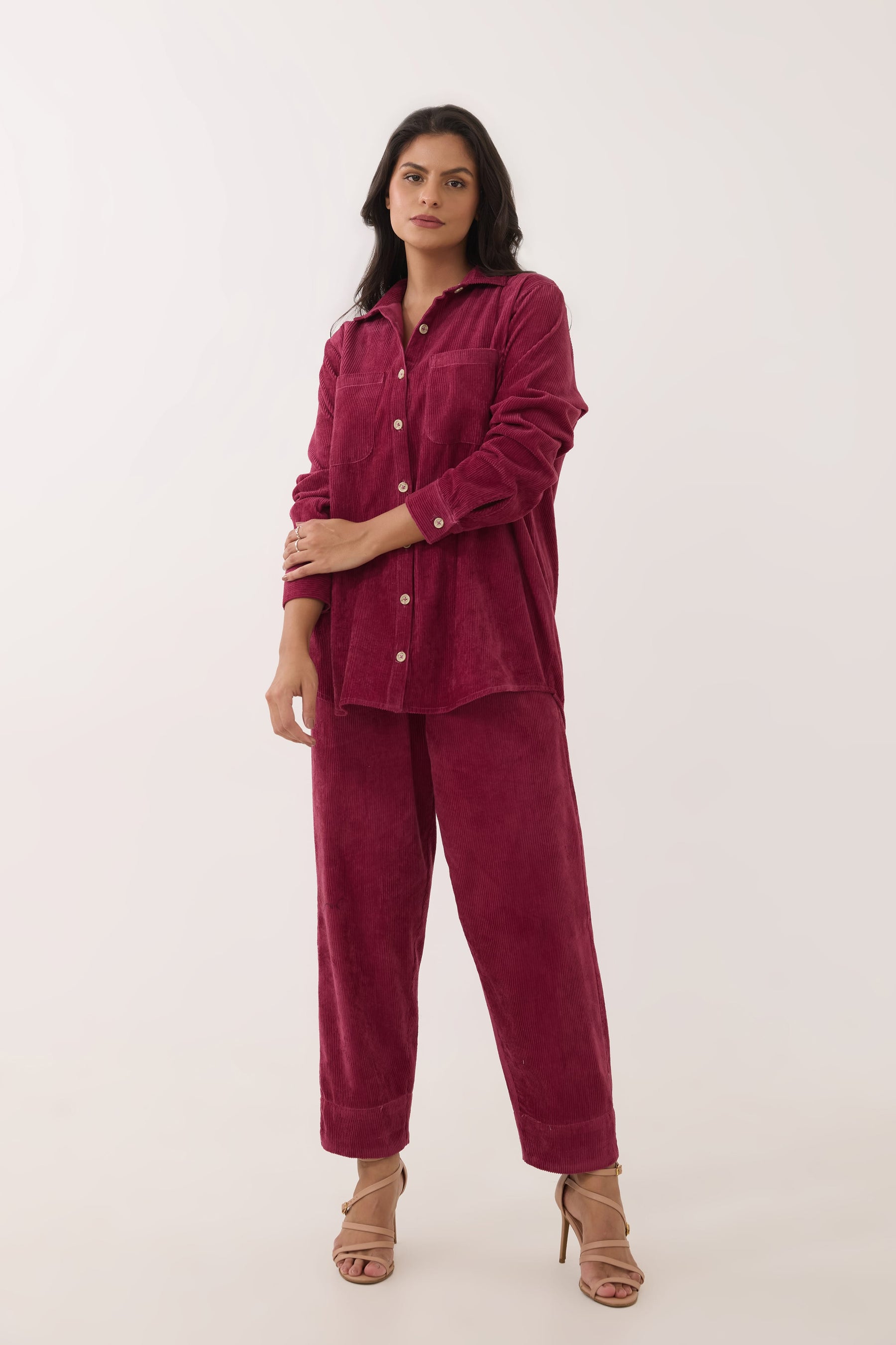 Maroon Corduroy Co-ord Set