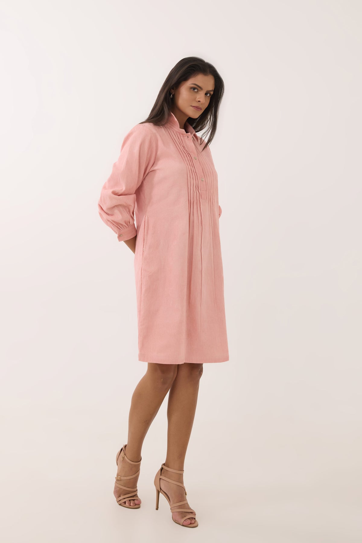 Blush Pink Corduroy Shirt Dress