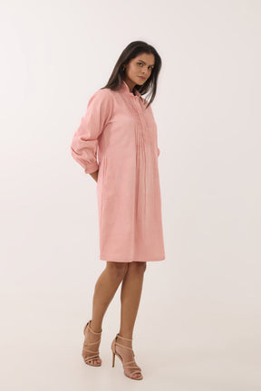 Blush Pink Corduroy Shirt Dress