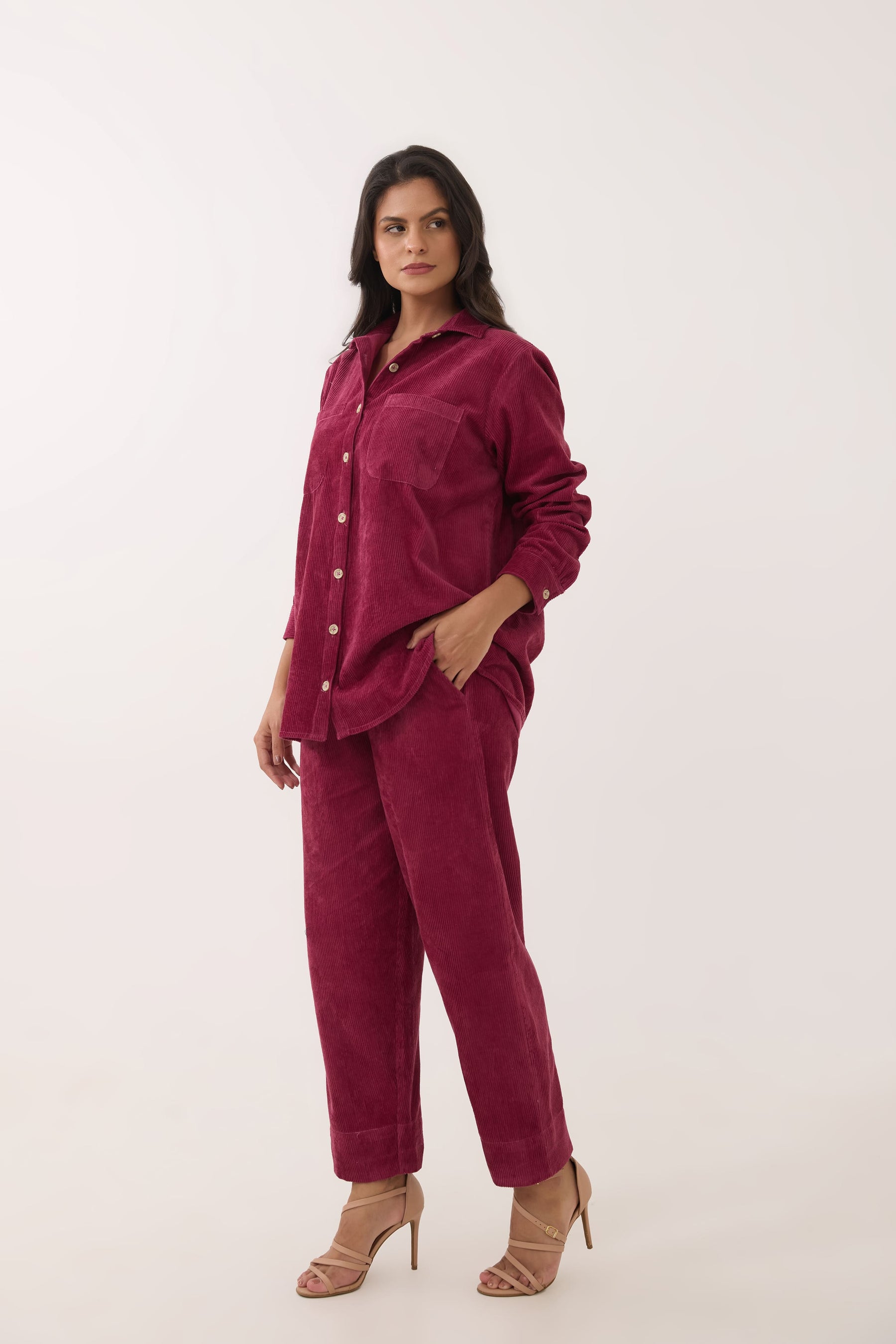 Maroon Corduroy Co-ord Set