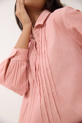 Blush Pink Corduroy Shirt Dress
