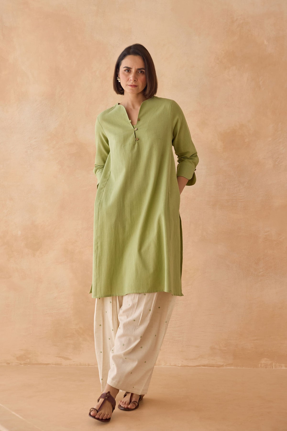 Sage Green Co-ord Set with Embroidered Patiala Salwar