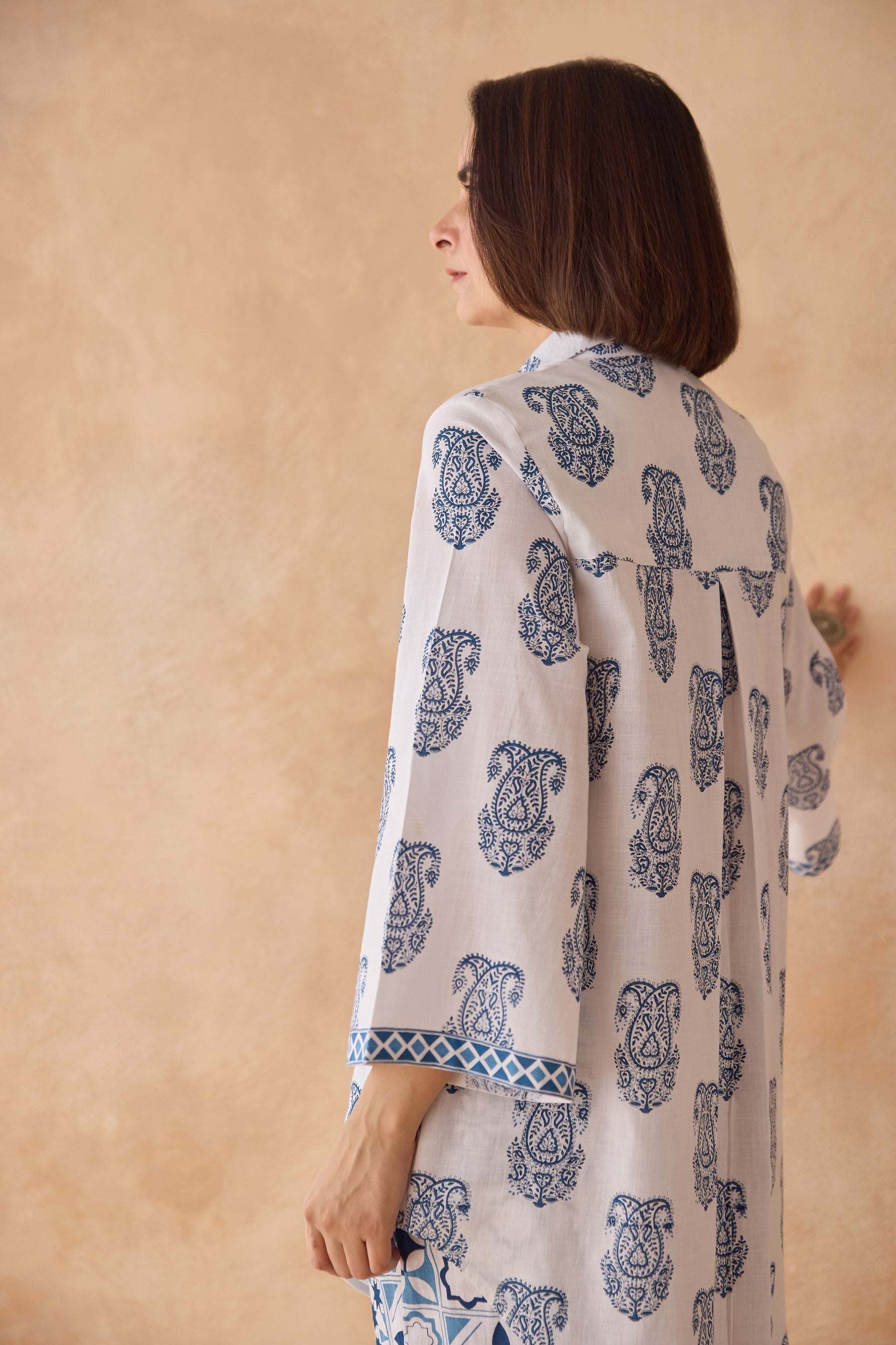 Blue Paisley & Tile Printed Cotton Co-ord Set