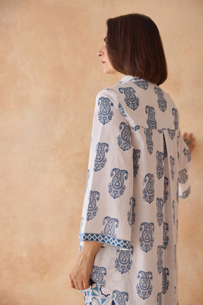 Blue Paisley & Tile Printed Cotton Co-ord Set