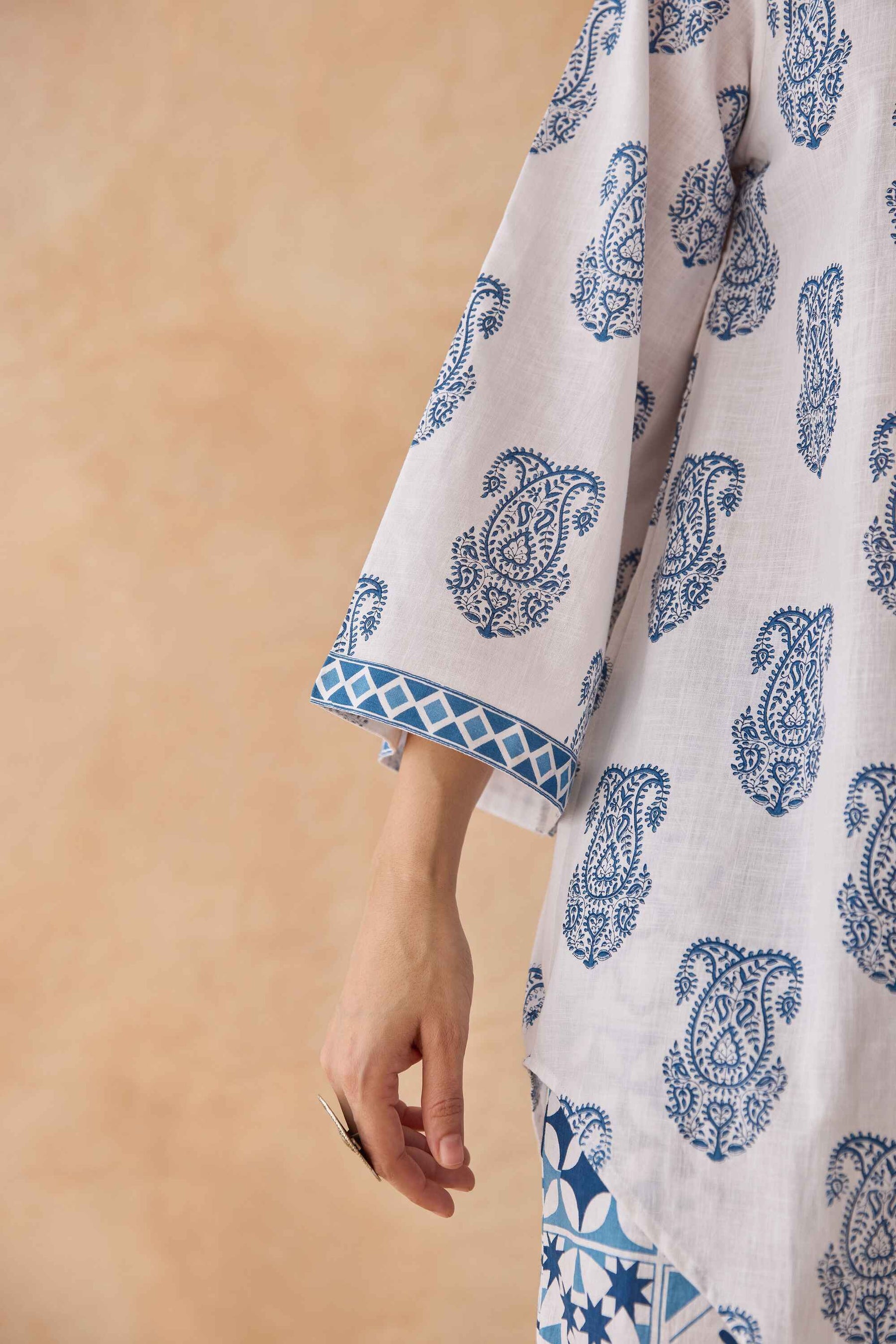 Blue Paisley & Tile Printed Cotton Co-ord Set