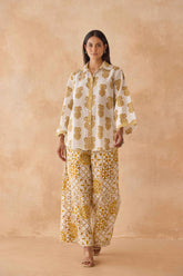 Mustard Paisley & Tile Printed Cotton Co-ord Set