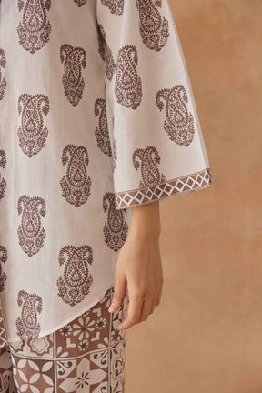 Mocha Paisley & Tile Printed Cotton Co-ord Set