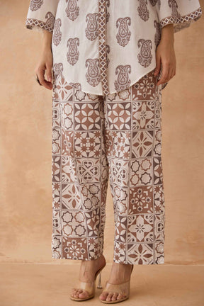 Mocha Paisley & Tile Printed Cotton Co-ord Set