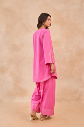 Rani Pink Gota Piped Farsi Salwar Co-ord Set