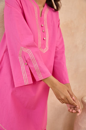 Rani Pink Gota Piped Farsi Salwar Co-ord Set