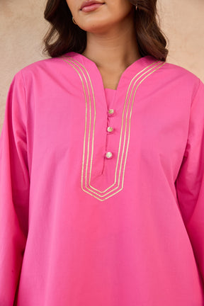 Rani Pink Gota Piped Farsi Salwar Co-ord Set