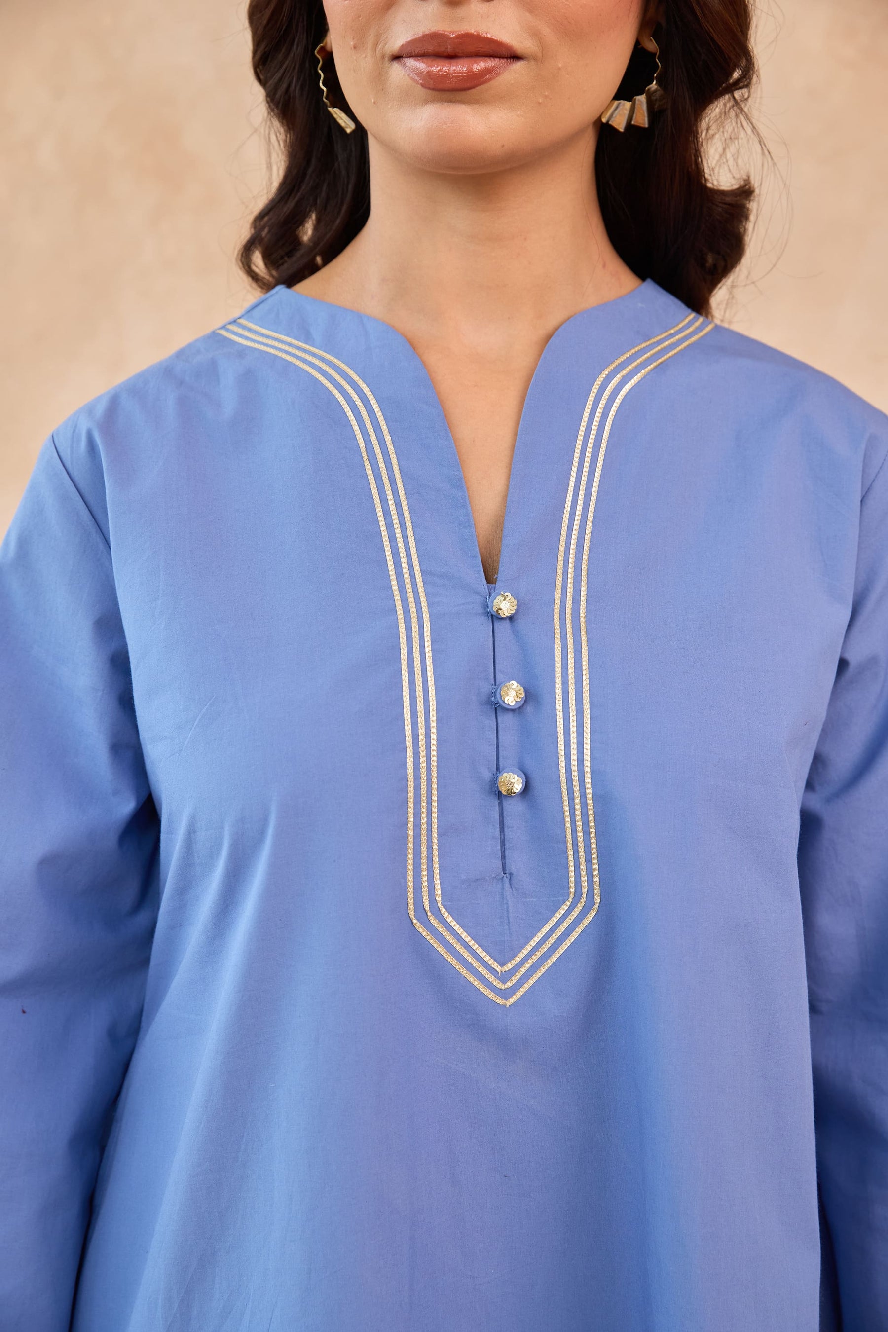 Cornflower Blue Gota Piped Farsi Salwar Co-ord Set