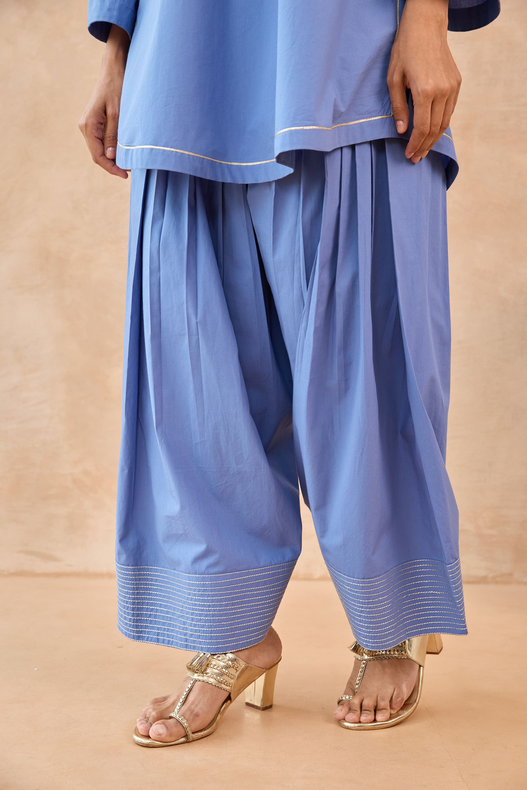 Cornflower Blue Gota Piped Farsi Salwar Co-ord Set