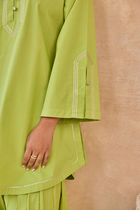 Lime Green Gota Piped Farsi Salwar Co-ord Set