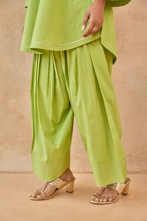 Lime Green Gota Piped Farsi Salwar Co-ord Set