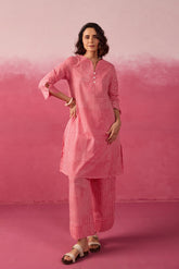 Pink Gingham Check Printed Cotton Co-ord Set